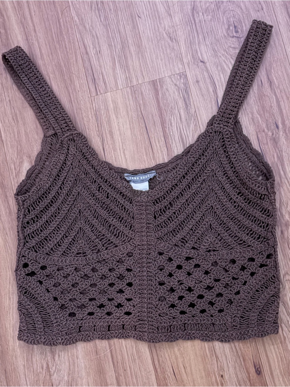 Sans Souci Chocolate brown Crochet Knit Camisole